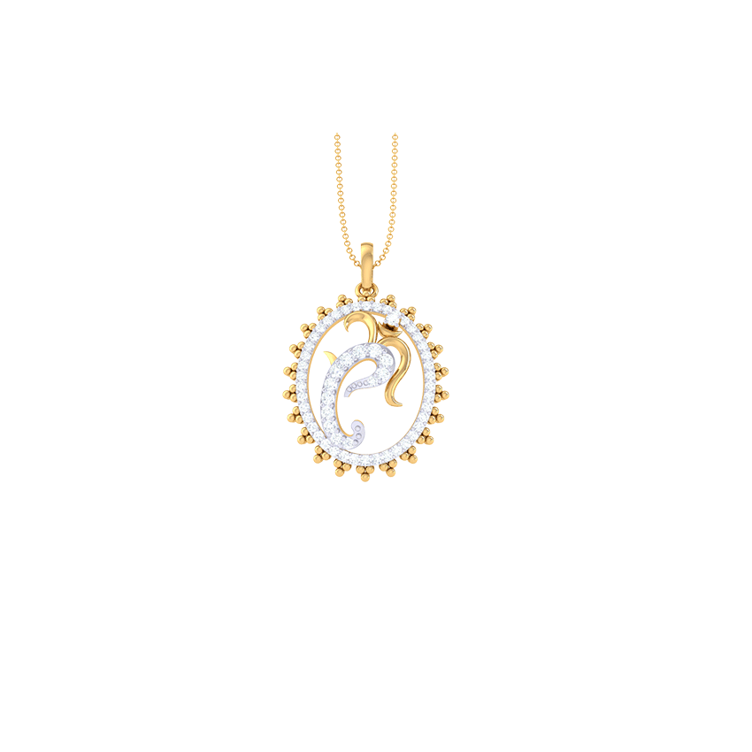 Om-Ganesha Harmony Token Diamond Pendant