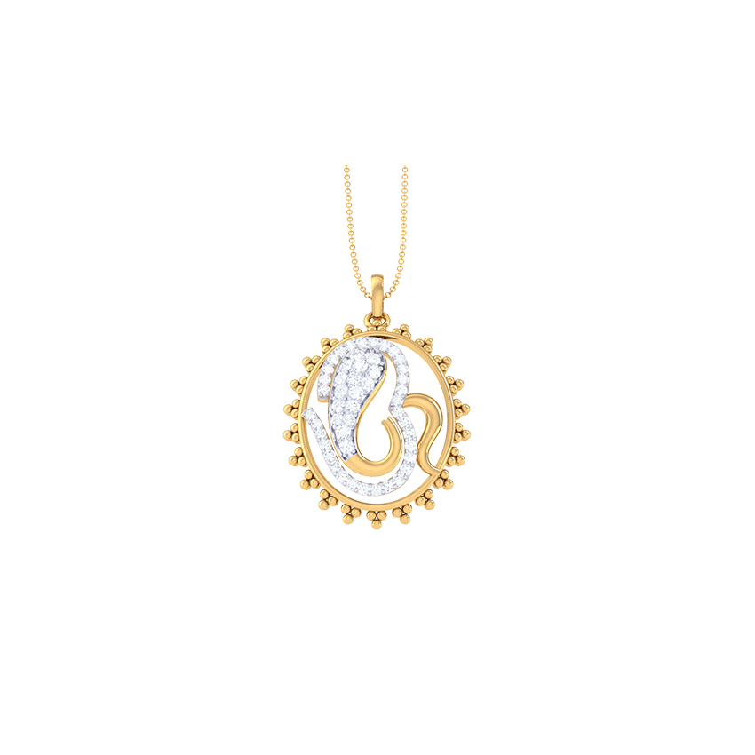 Blessed Om-Ganesha Medallion Diamond Pendant