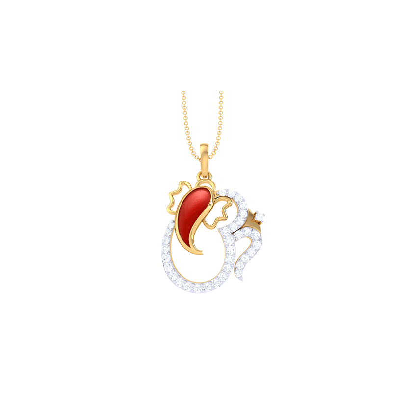 Ganesha's Om Blessing Diamond Pendant