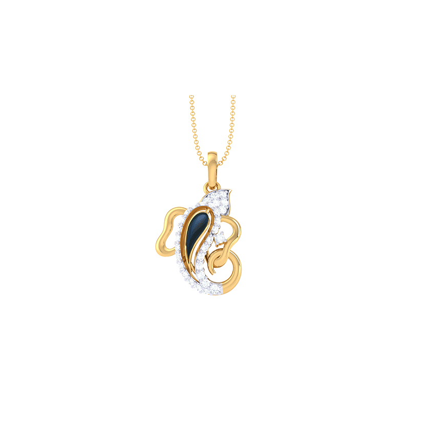 Ganesha's Om Shield Diamond Pendant